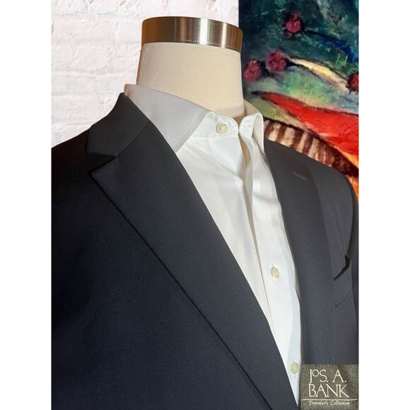 Jos A Bank Traveler 43L 36x31 Mens Navy Blue 2 Piece Suit Jacket Pants - Picture 4 of 16